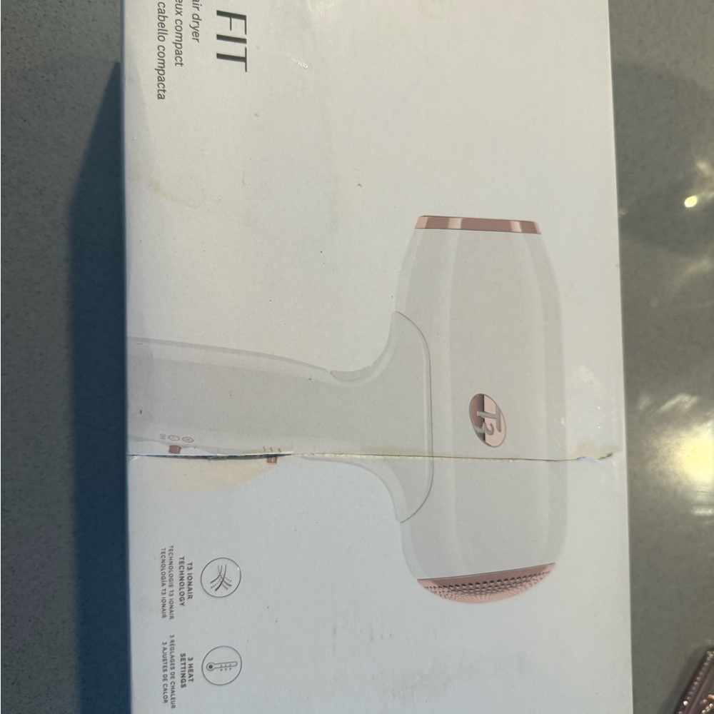 T3 Compact White and Rose Gold Hair Dryer